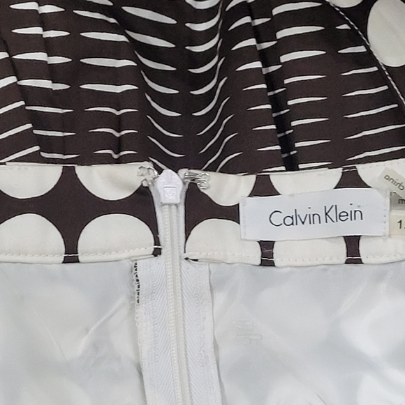 Calvin Klein Brown/White Polkadot Halter Summer Dress Women's Sz 12 - Picture 7 of 10